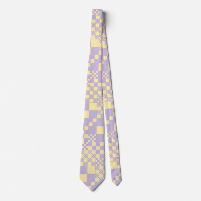 Corbata Comprobados, cheques - amarillo y púrpura pastel (Anverso)