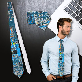 Corbata Computer Geek Circuit Board Blue