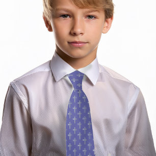 Corbata Comunión púrpura de la Cruz Católica Violet Faux S
