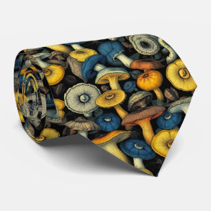 Corbata con Arte de Hongos Retro
