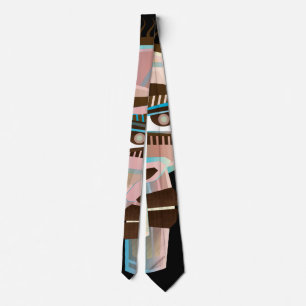 corbata con arte tribal abstracto multicolor