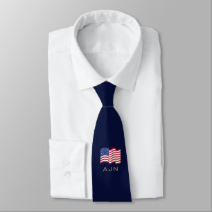 Corbata con bandera americana monogramada