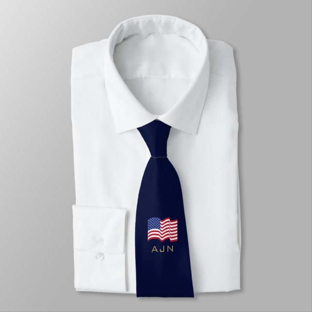 Corbata con bandera americana monogramada (Atado)