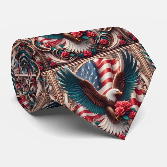 Corbata con Bandera Americana Patriótica (Enrollado)