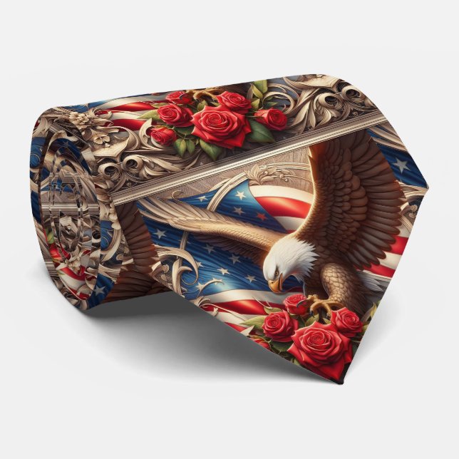Corbata con Bandera Americana Patriótica (Enrollado)