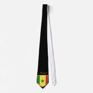 Corbata con bandera de Senegal y nombre personaliz