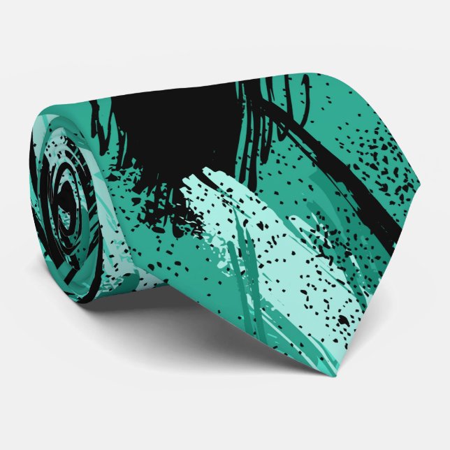 Corbata con Camuflaje Negro y Verde Agua (Enrollado)