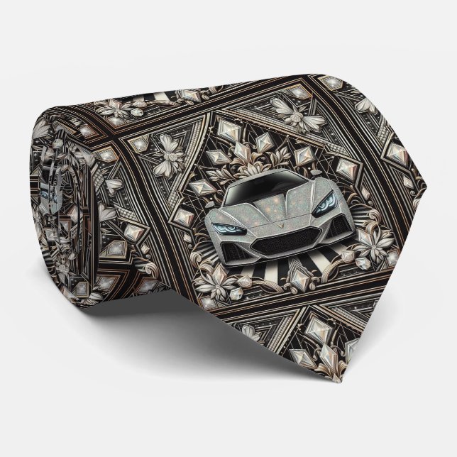 Corbata con coche deportivo Art Deco  (Enrollado)