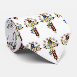 Corbata con Cruz y Flores