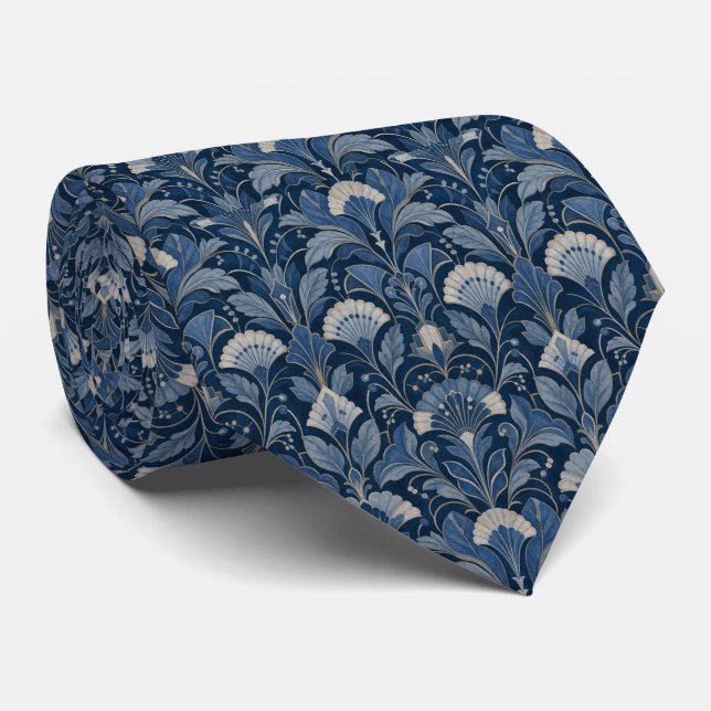 Corbata con diseño Art Déco temático azul (Enrollado)