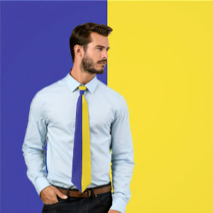 Corbata con diseño de color dividido azul y dorado