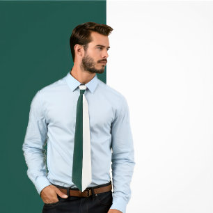 Corbata con diseño de color dividido verde y blanc