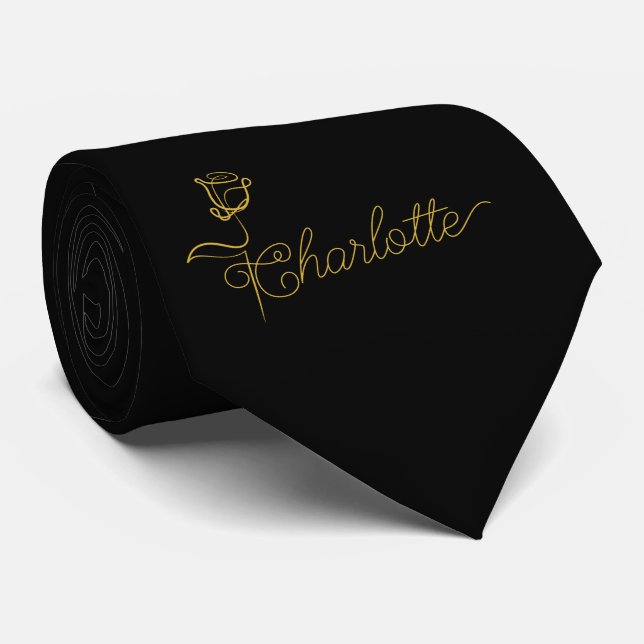 Corbata con diseño de flor personalizada con nombr (Enrollado)