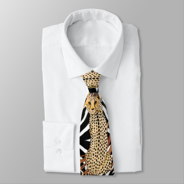 Corbata con diseño de guepardo salvaje (Atado)