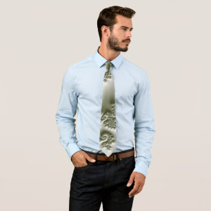Corbata con diseño fractal verde pálido