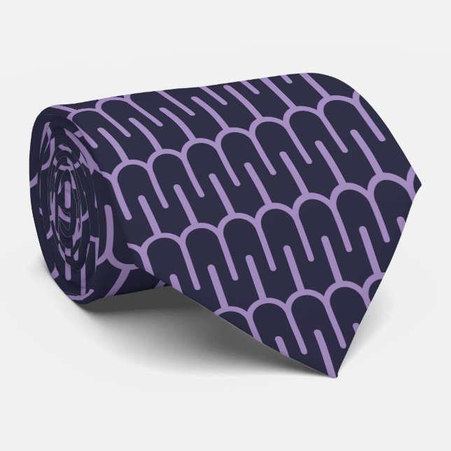Corbata con diseño geométrico púrpura oscuro moder (Enrollado)