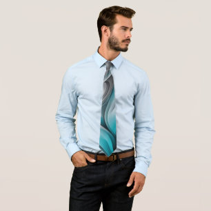 Corbata con diseño moderno gris y verde teal