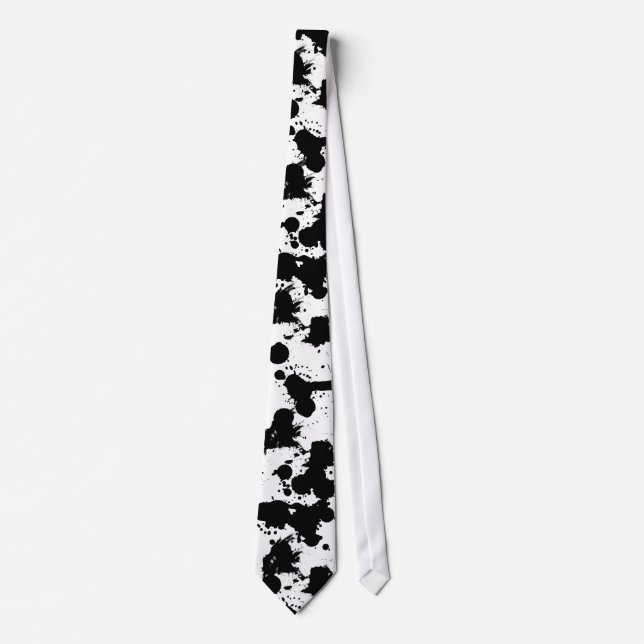 Corbata con diseño único de salpicaduras negras (Anverso)