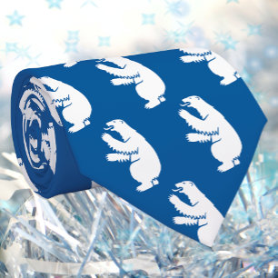 Corbata con emblema de Groenlandia, azul, oso pola