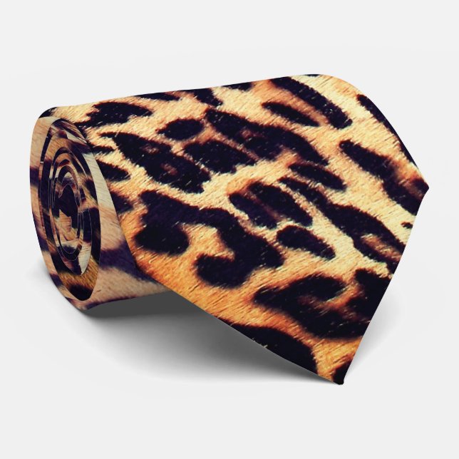 Corbata con estampado abstracto de leopardo (Enrollado)