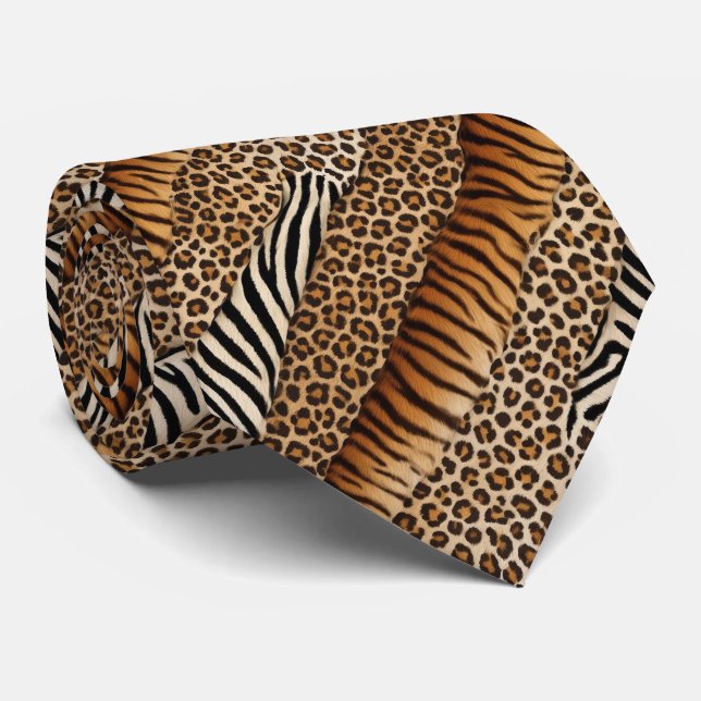 Corbata con estampado de animal salvaje manchado (Enrollado)
