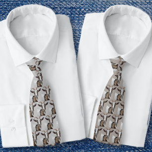 Corbata con estampado de cabras grises