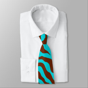 Corbata con estampado de cebra en turquesa retro