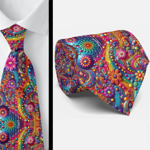 Corbata con estampado de flores Hippie Flower Powe