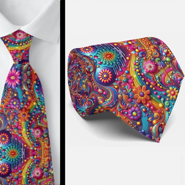 Corbata con estampado de flores Hippie Flower Powe (Subido por el creador)
