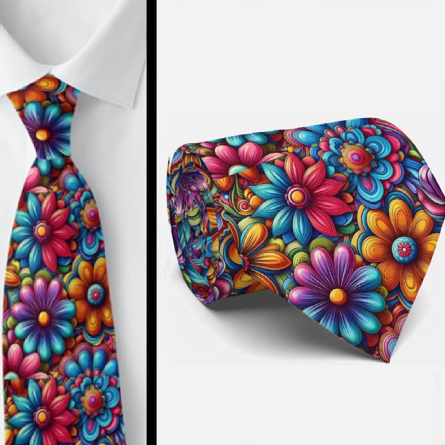 Corbata con estampado de flores Hippie Flower Powe (Subido por el creador)