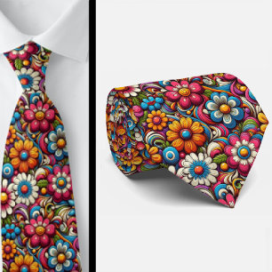 Corbata con estampado de flores Hippie Flower Powe
