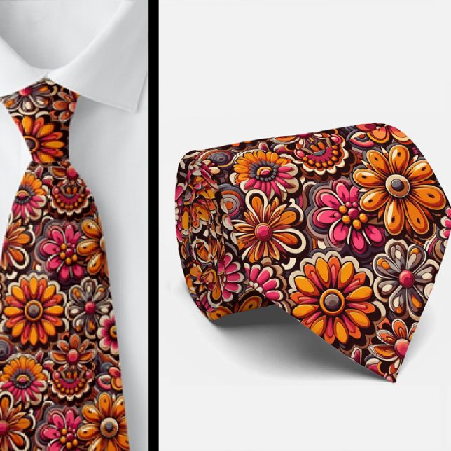 Corbata con estampado de flores Hippie Flower Powe (Subido por el creador)