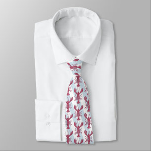 Corbata con estampado de langosta costera en la pl