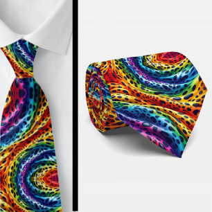Corbata con Estampado de Leopardo Arcoíris