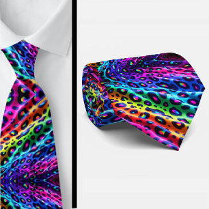 Corbata con estampado de leopardo arcoíris