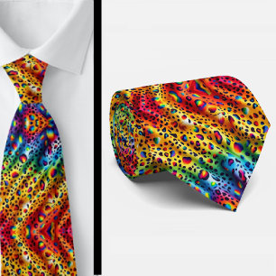 Corbata con estampado de leopardo arcoíris
