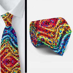 Corbata con estampado de leopardo arcoíris