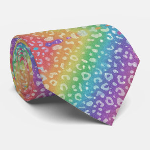 Corbata con estampado de leopardo arcoíris de purp