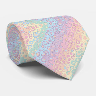 Corbata con Estampado de Leopardo Arcoíris Pastel