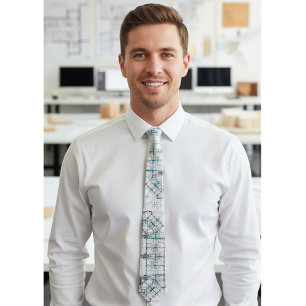 Corbata con Estampado de Plano Arquitectónico para