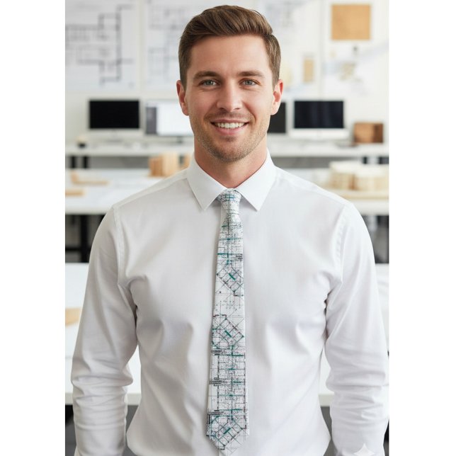 Corbata con Estampado de Plano Arquitectónico para (Subido por el creador)