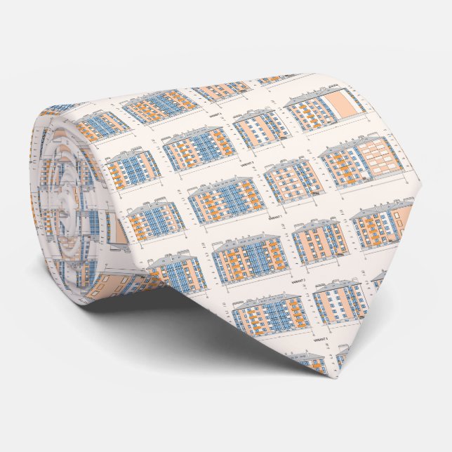 Corbata con Estampado de Plano Arquitectónico para (Enrollado)