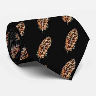 Corbata con estampado de plumas y estampado de leo
