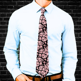 Corbata con Estampado de Rosa Floral Rosa Rubor