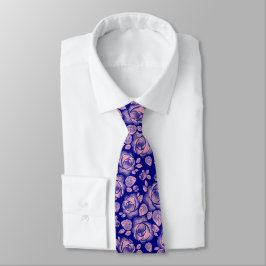 Corbata con Estampado de Rosa Floral Rosa Rubor Az