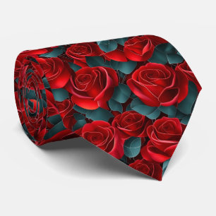 Corbata con estampado de rosa roja