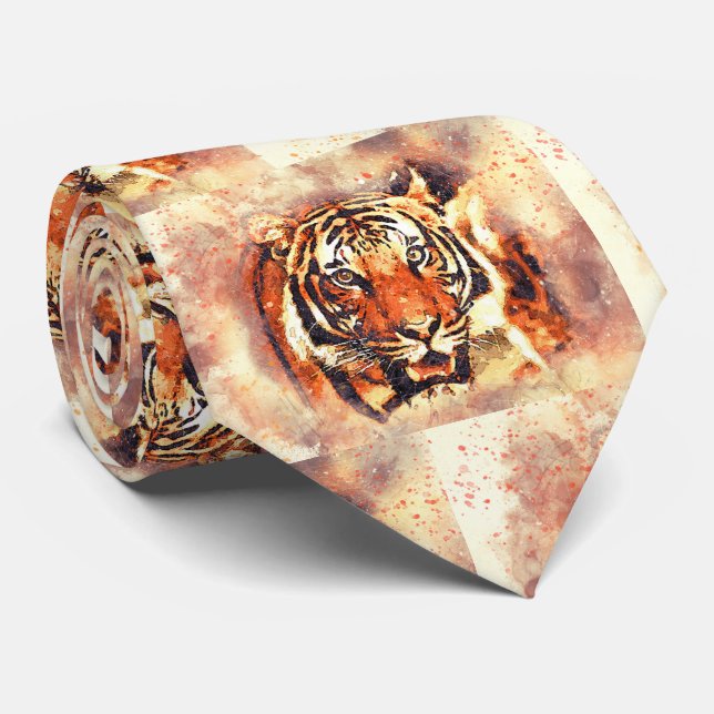Corbata con estampado de tigres masculinos (Enrollado)