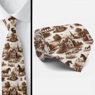 Corbata con estampado de Toile de Jouy de caballos