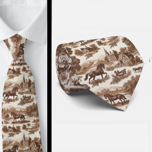 Corbata con estampado de Toile de Jouy de caballos