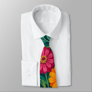 Corbata con estampado floral abstracto de textil i